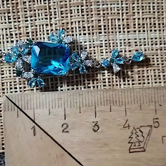 Silver Blue Morganite Pendant Charm Necklace - Picture 8 of 8